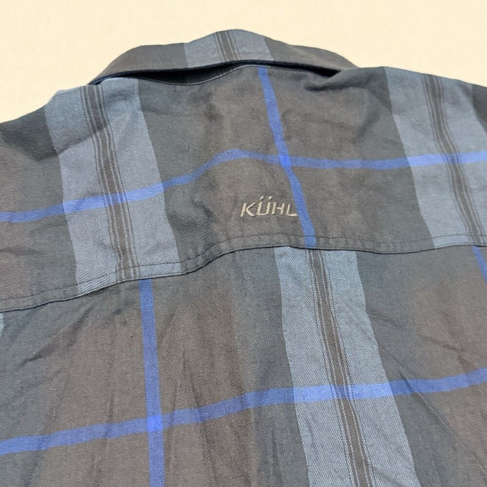 Kühl Fugitive Men’s 2XL Soft Flannel Button Up Blue Plaid Shirt Long Sleeve - Picture 13 of 13